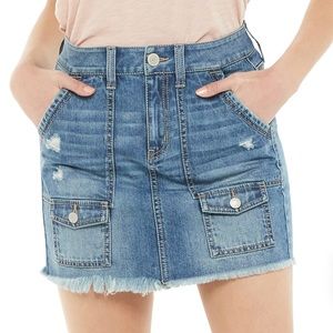 SO jean cargo skirt with fringe bottom size 7